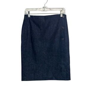 Vintage Valentino Wrap Pencil Floral Denim Skirt Size Small